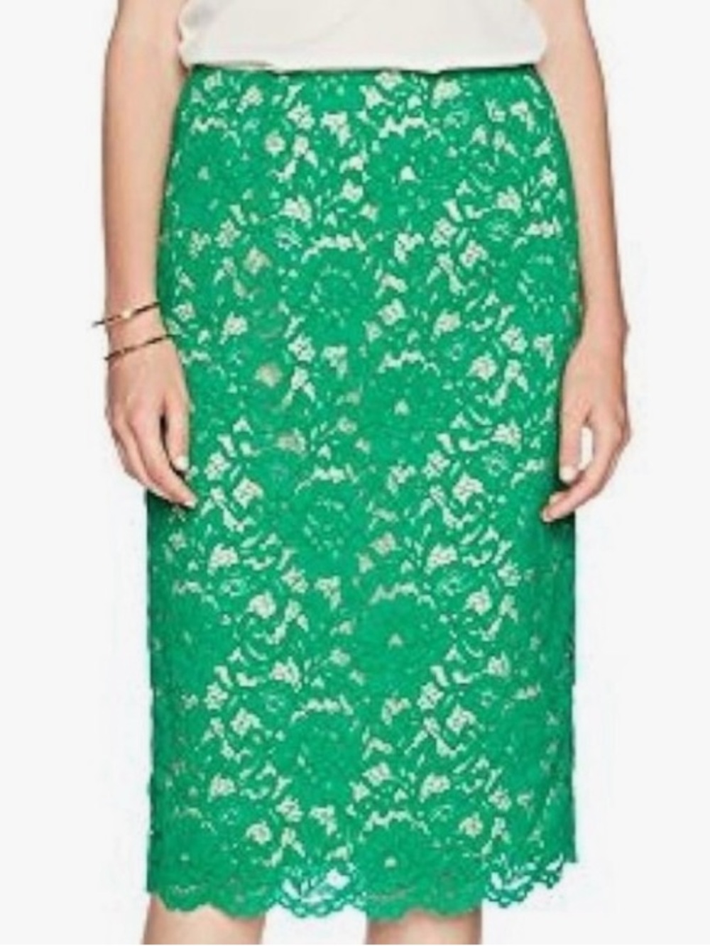 PARIS SUNDAY Women's Lace Pencil Skirt, green, size large